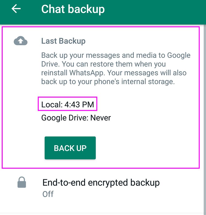 Deleted chats whatsappnever backup