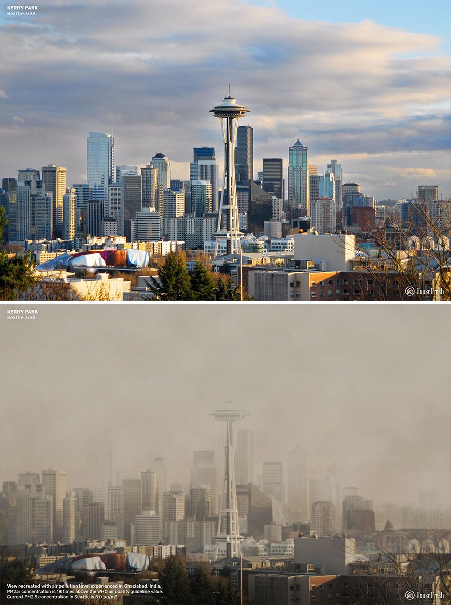 Destruction of urban landscapes due to air pollution