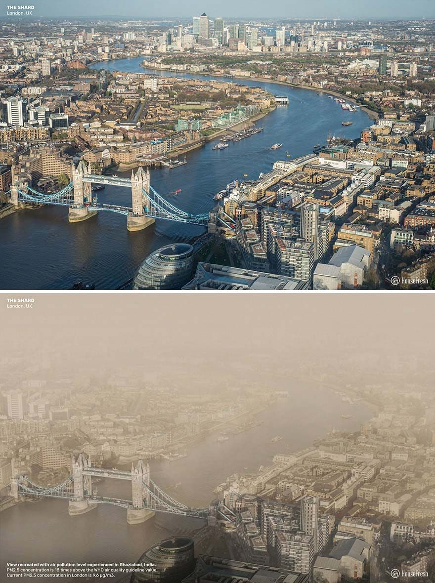 Destruction of urban landscapes due to air pollution
