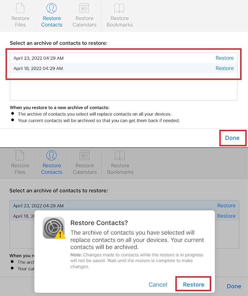 Recover iPhone contacts via iCloud-3