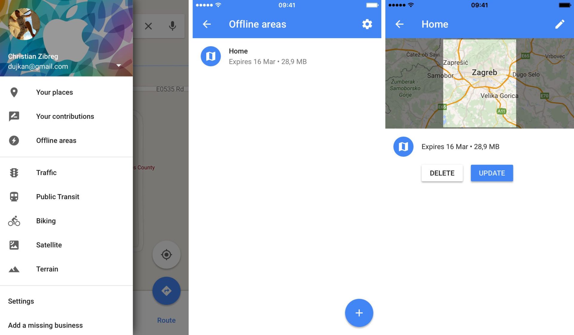 Remove offline content in apps - Google Maps