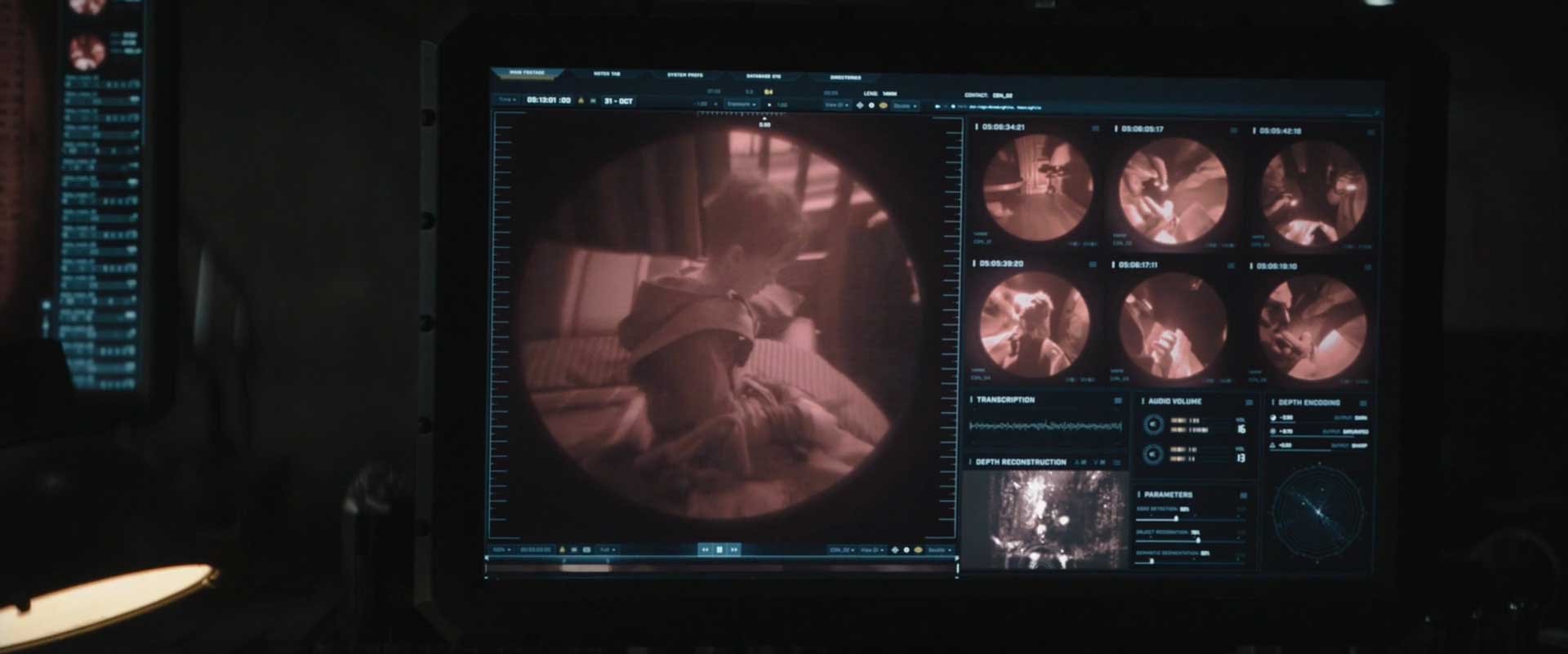 The image of a child on the screen inside the Batcave in The Batman Matt Reeves movie