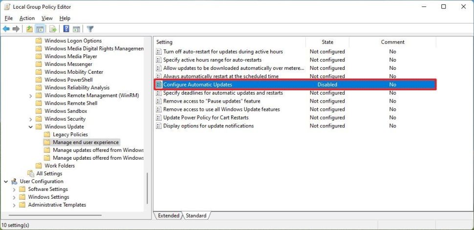 1- Disable automatic updates through Group Policy