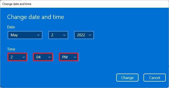 2- How to change the time manually in Windows 11