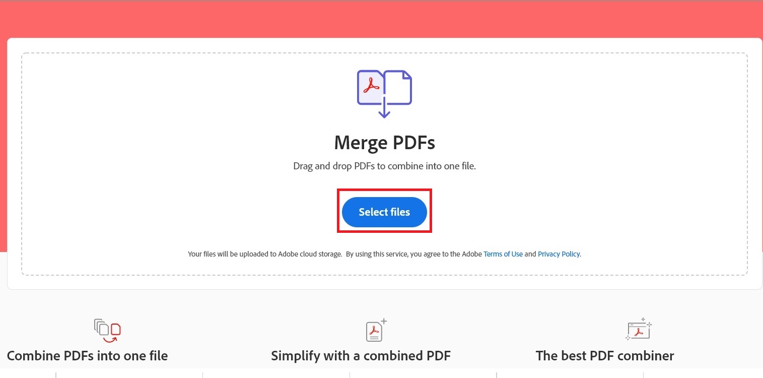 Adobe Merge PDF Online Tool Merges multiple PDF files without the need for software