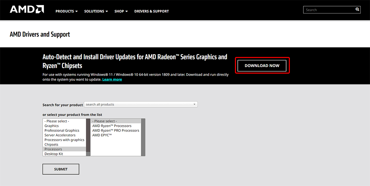 Download AMD drivers