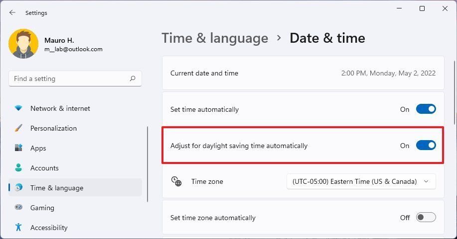 How to set summer time automatically in Windows 11