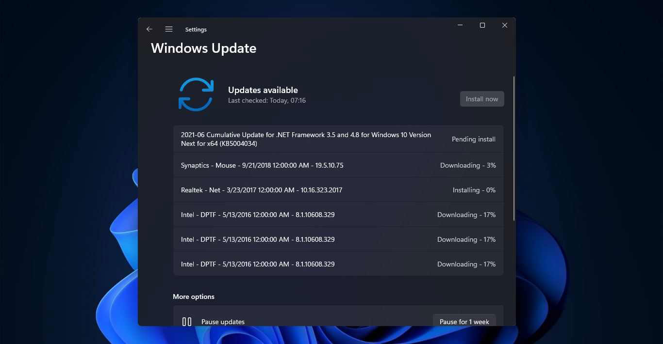 Install drivers from Windows Update