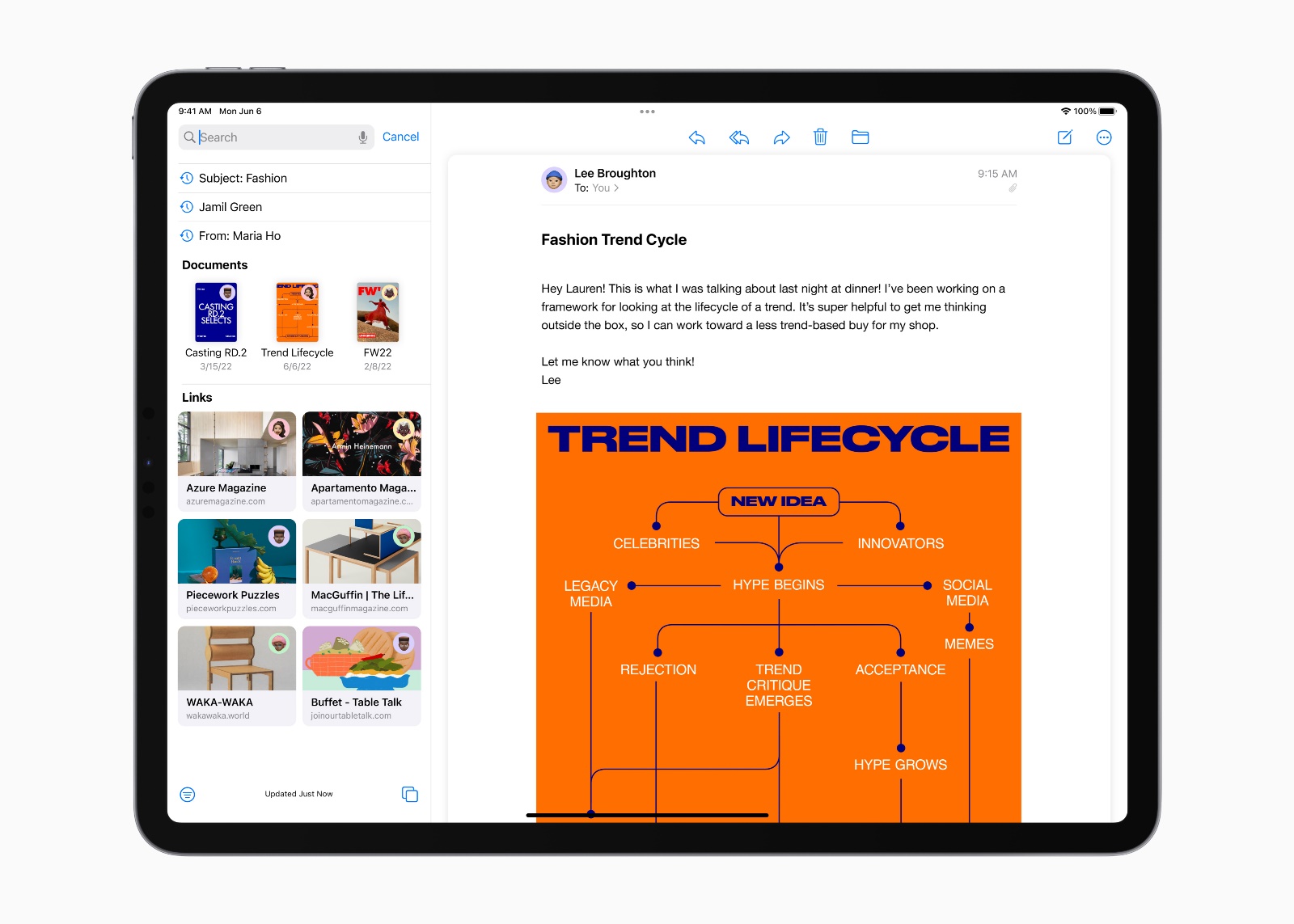 Mail app on iPadOS 16