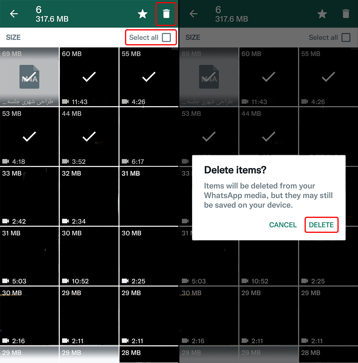 Manage storage space in WhatsApp