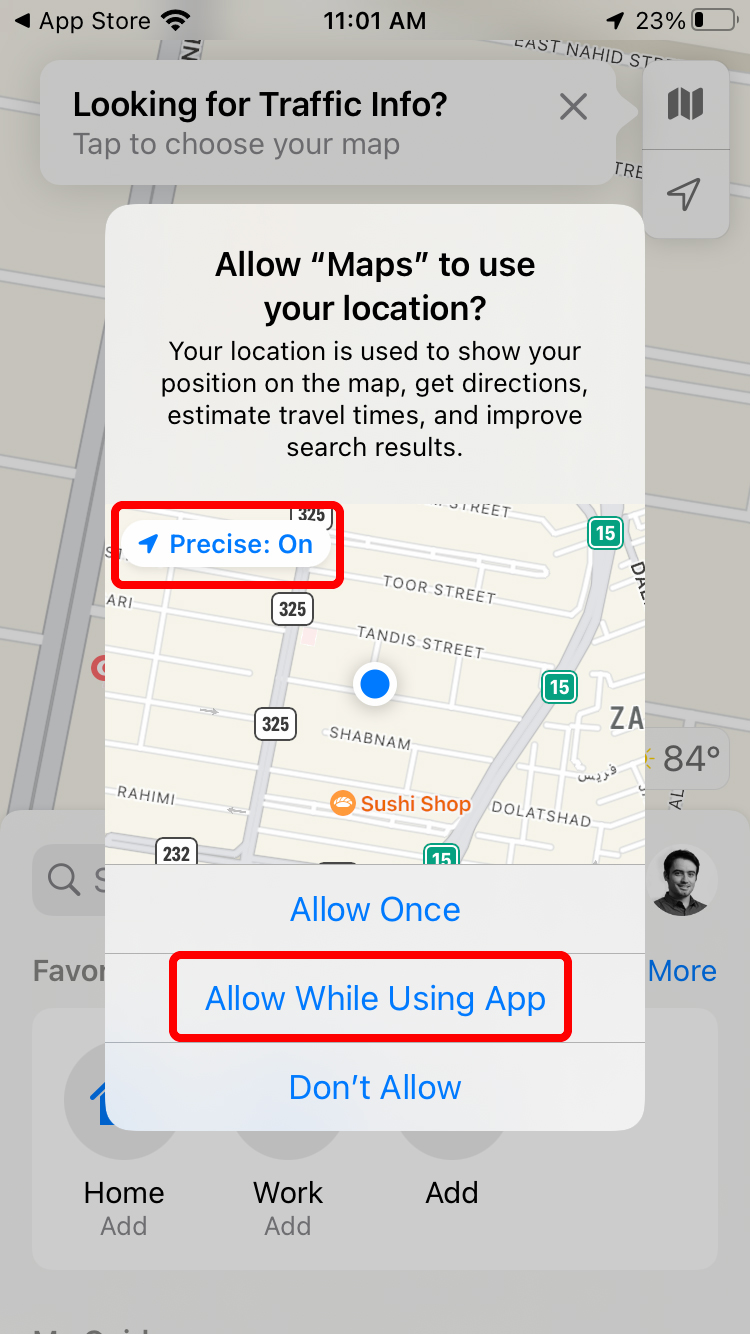 Allow location access in Apple Maps