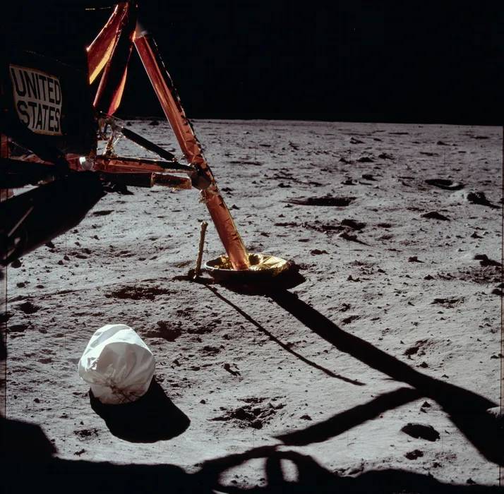 Bag of astronaut detritus on the moon