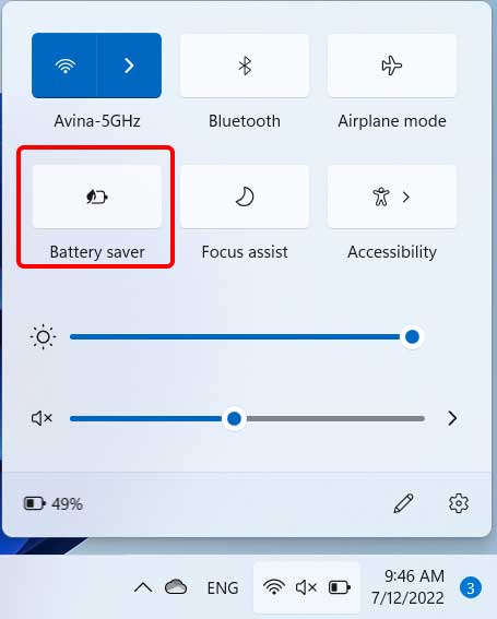 Disable Battery saver in Windows 11