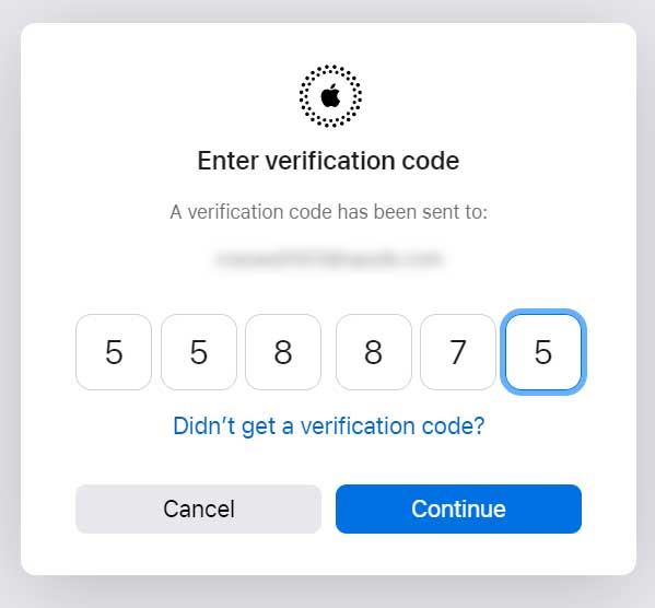 Enter the Apple ID verification code