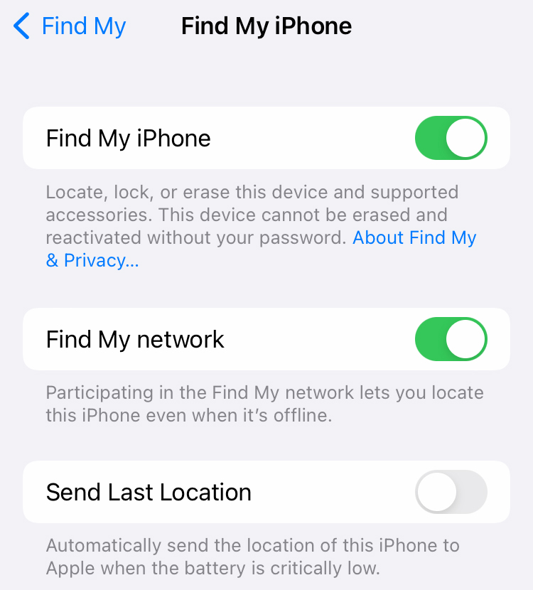 Features of Find my iPhone