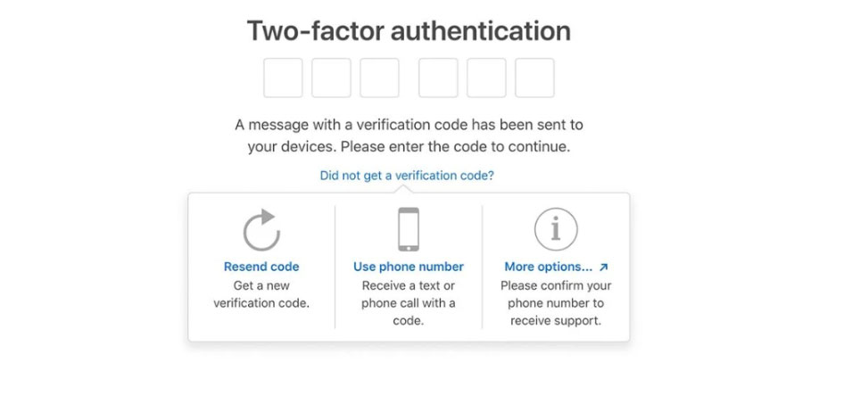 iCloud two-step verification code