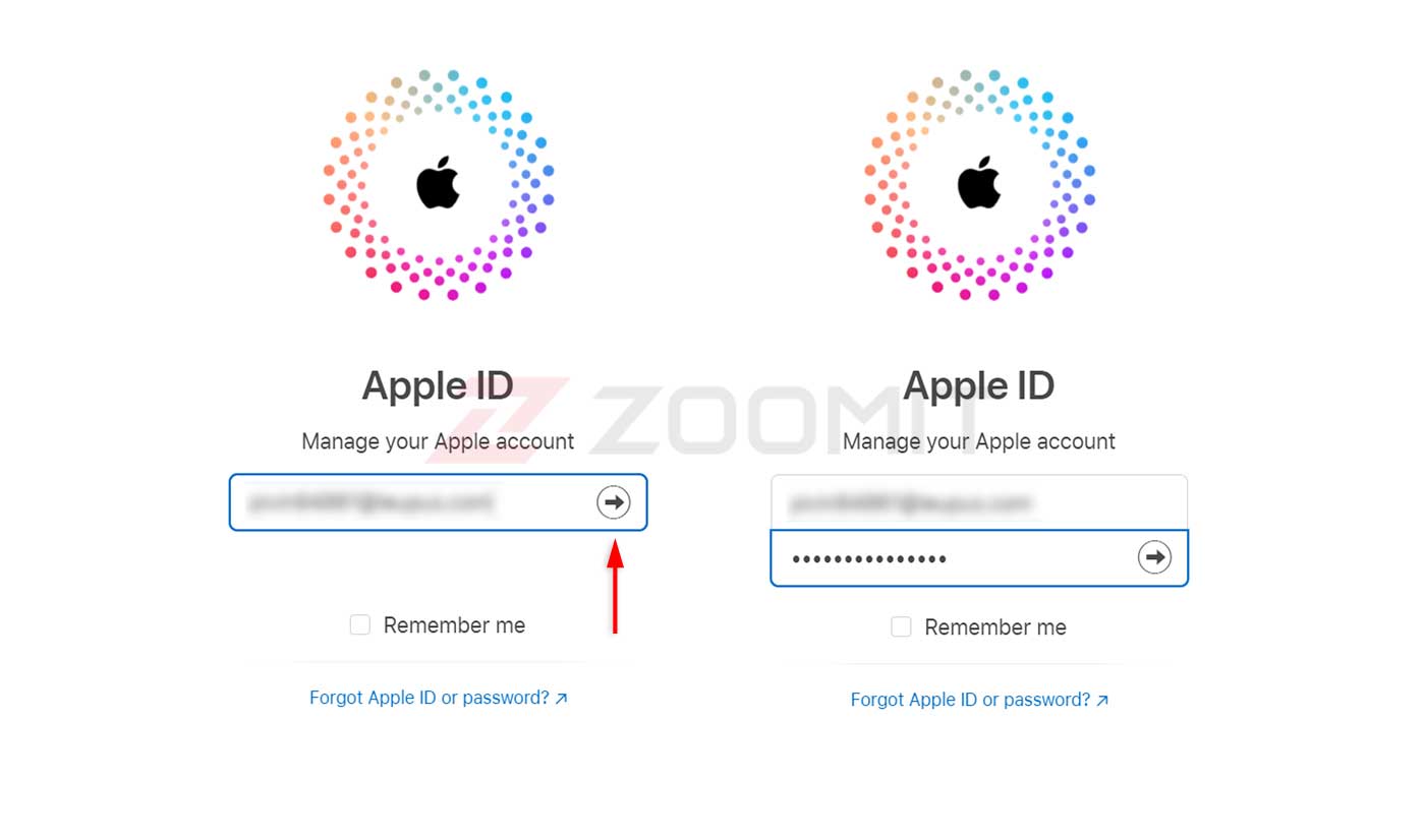 Log in to the created Apple ID