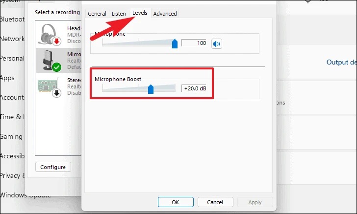 1- low microphone volume in Windows 11/increase the input level of the microphone