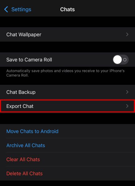 2- Save Voice and WhatsApp audio files with the Export Chat function