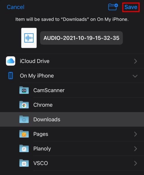 2- Transfer voice and WhatsApp audio files using Files