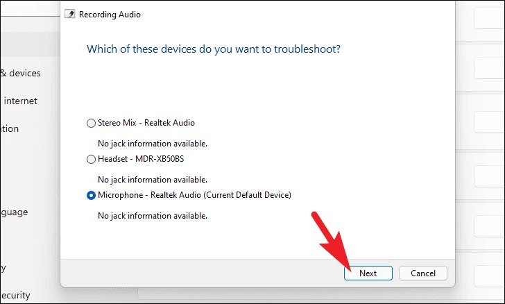 3- Microphone sound is low in Windows 11/run the microphone troubleshooter