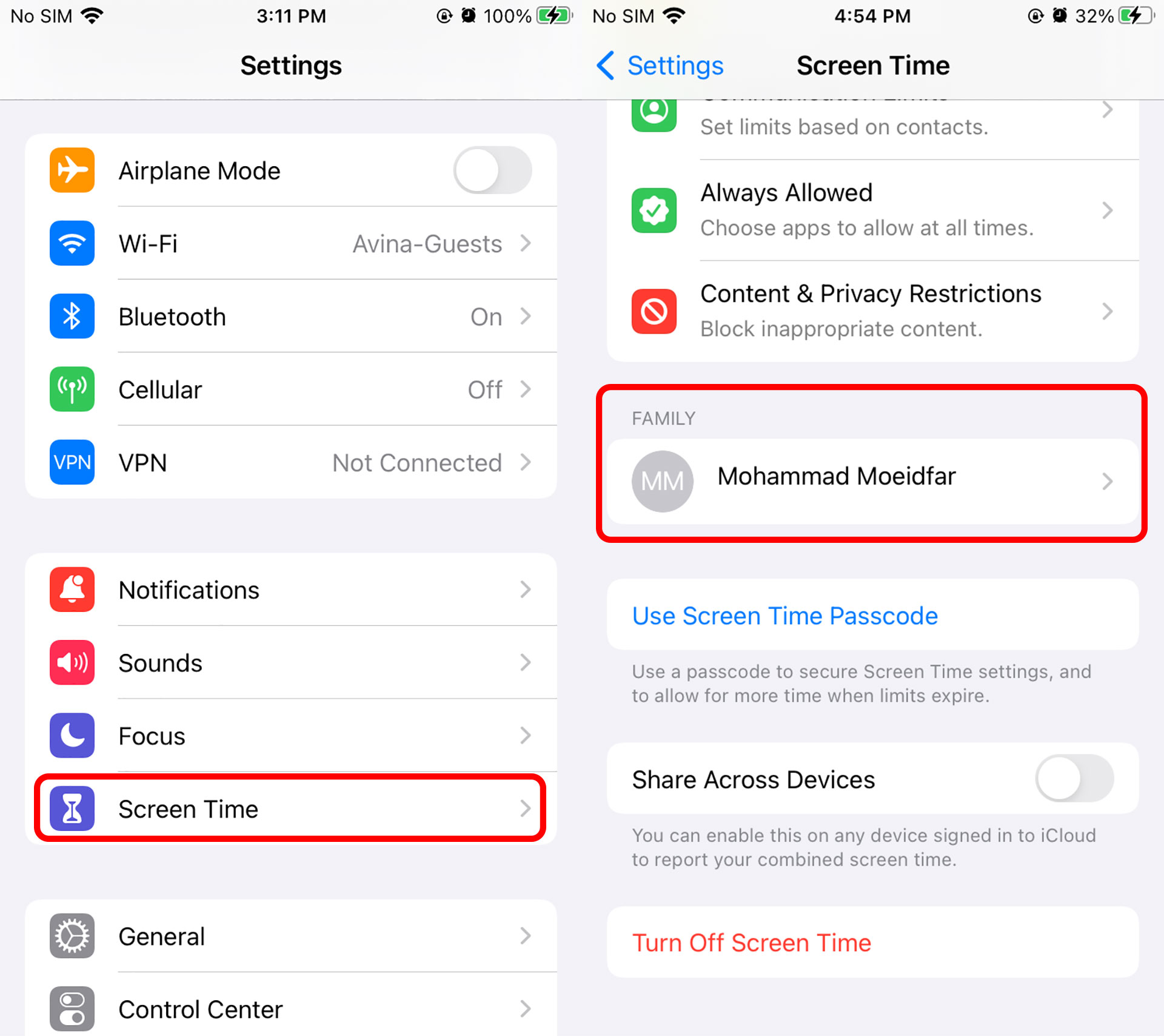 Access to Screen Time on iPhone
