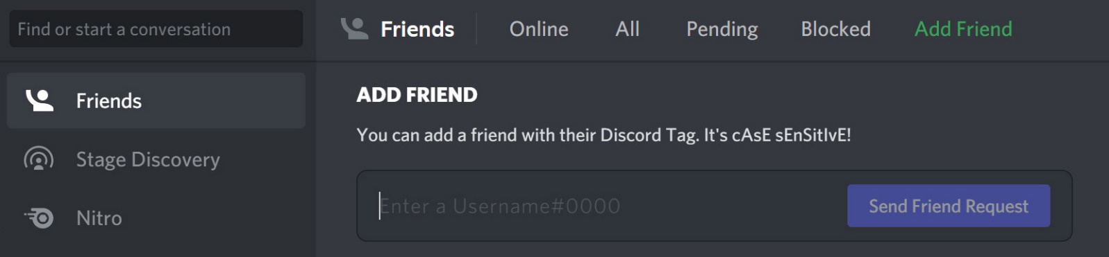 Add a friend in Discord