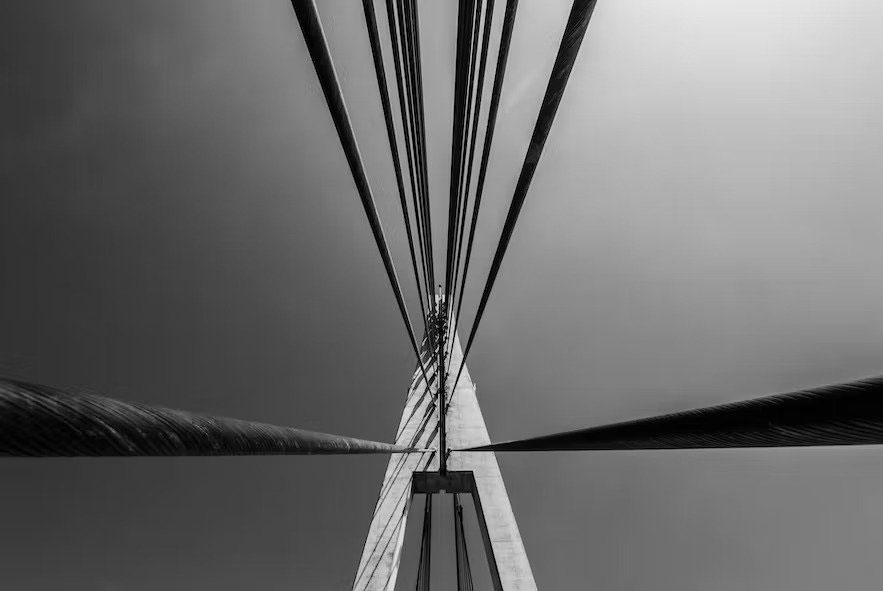Black and white cable bridge