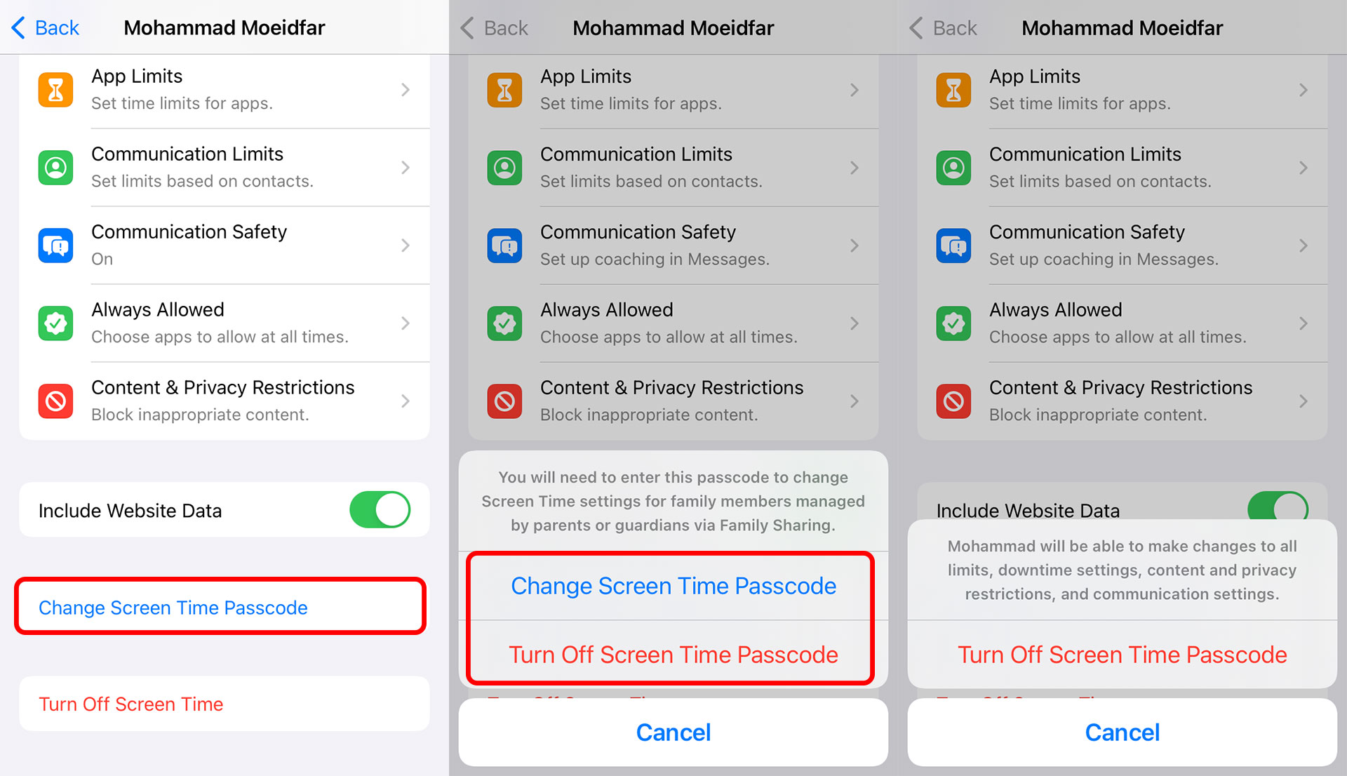 Change or delete screen time password on iPhone
