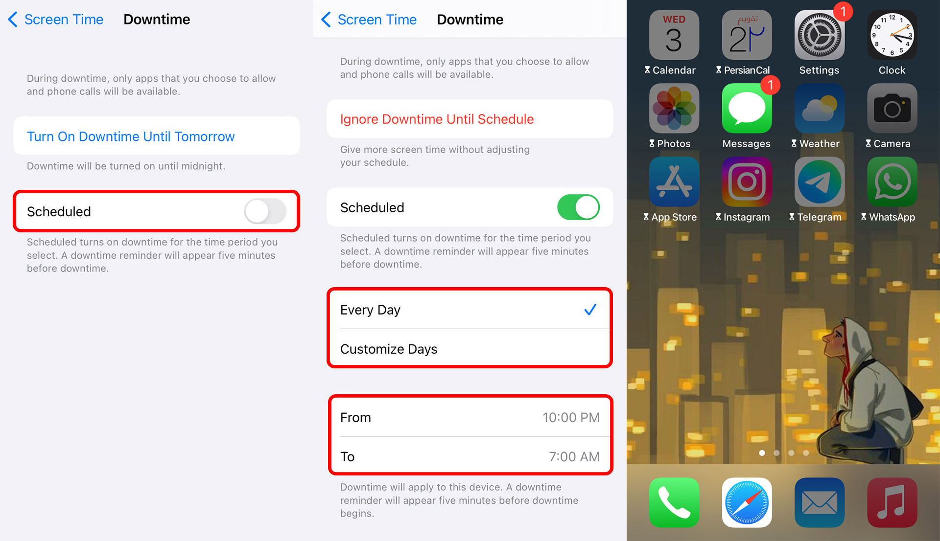 Limit iPhone usage time with Downtime