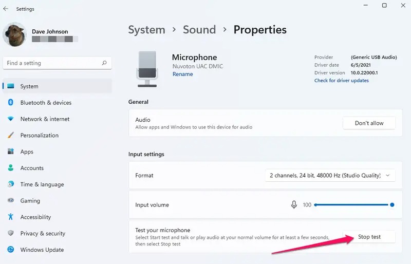 Low microphone volume in Windows 11-setting the microphone input volume