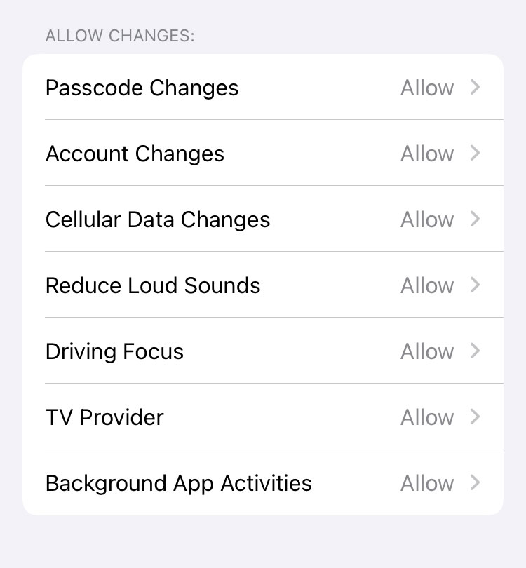 Prevent important settings on the iPhone from being tampered with