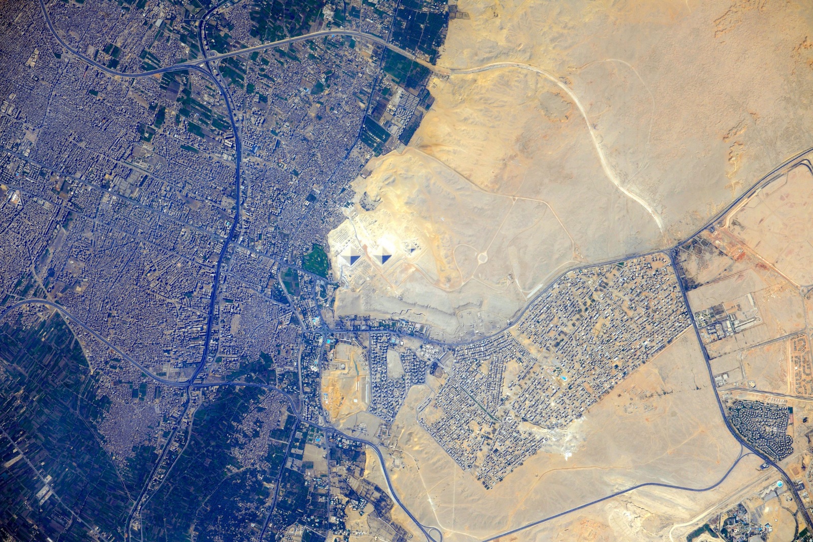 Pyramids of Giza, Egypt from space