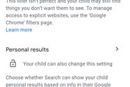 Safe Search settings in Google Family Link