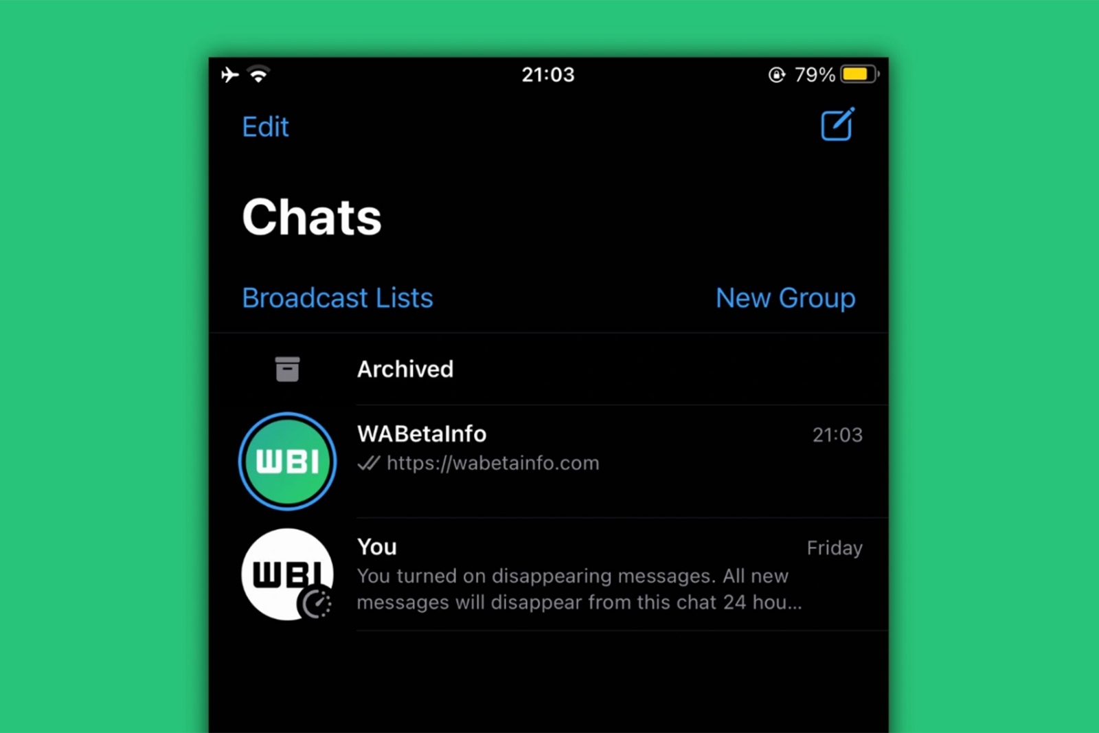 Screenshot of the WhatsApp chat page and the ability to view statuses