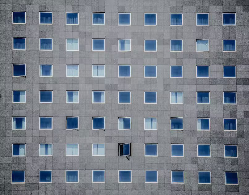 Windows of buildings