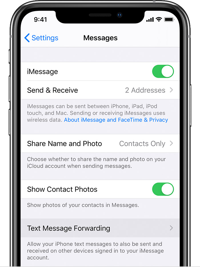 2- Diverting text messages on iPhone (Text Message Forwarding)