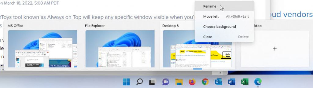Change the name of the Windows 11 virtual desktop