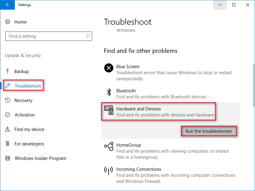 Run Troubleshooter to diagnose external hard drive problems