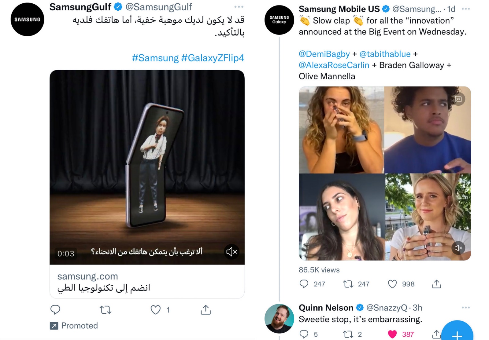 Samsung's Twitter ads against Apple's iPhone 14