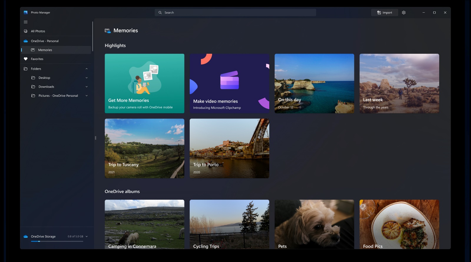 Screenshot of Memories in Windows 11 Photos application