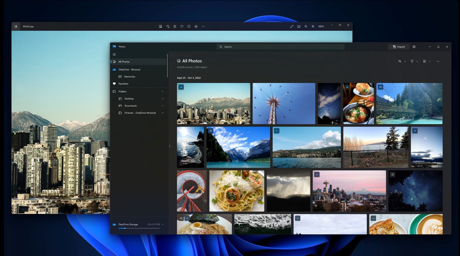Screenshot of the redesigned version of Microsoft's Windows 11 Photos app