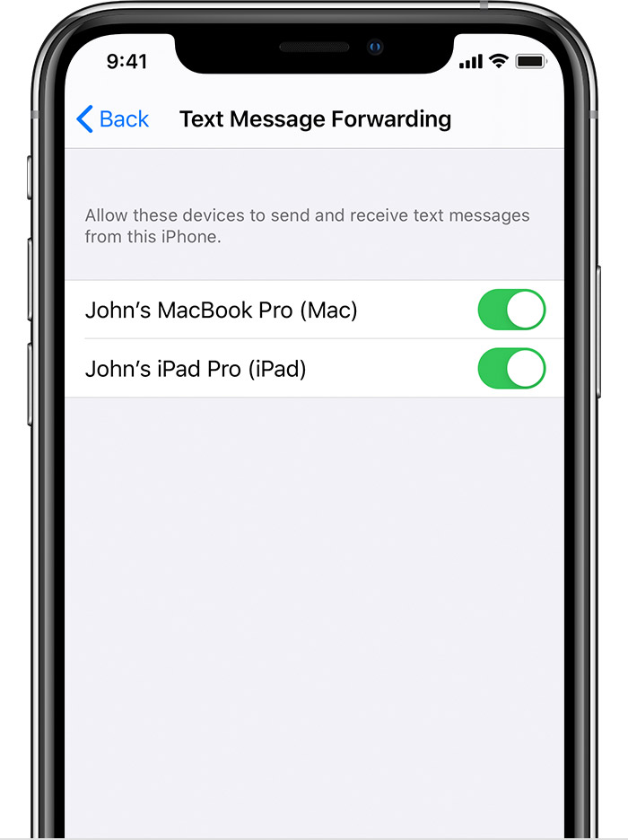 Text Message Forwarding on iPhone