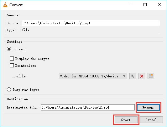 2- Change the video file format in VLC