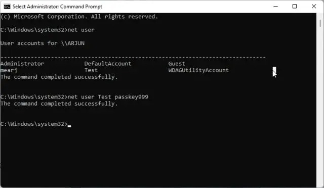 2- Change Windows 11 password through command prompt