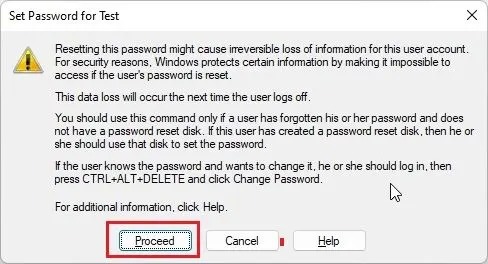 2- Change Windows 11 password through Computer Management
