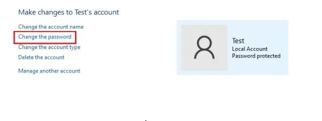 3- Change the Windows 11 password from the control panel