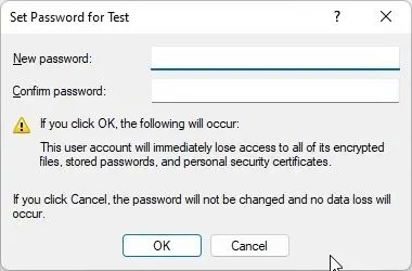 3- Change Windows 11 password through Computer Management