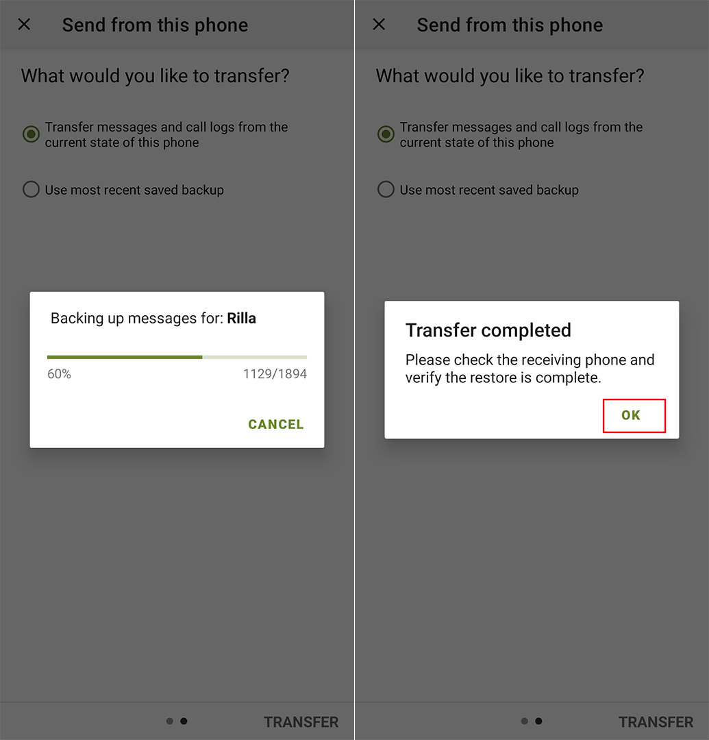 4- SMS transfer to other Android phones with the SMS Backup & Restore program