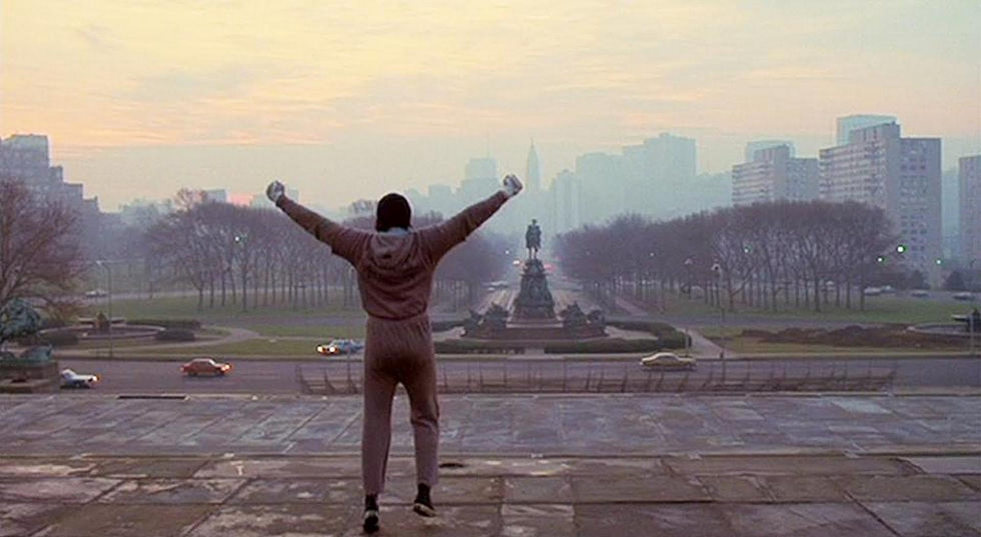A picture of Sylvester Stallone as Rocky Balboa in the movie Rocky.